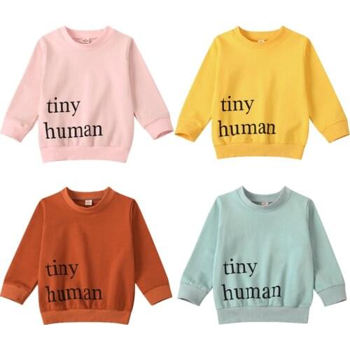 FOCUSNORM 1-5Y Autumn Infant Kids Girls Sweatshirt Tops Letter Print Long Sleeve Pullover Tops 4 Colors