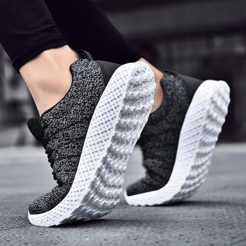 Sport Casual Shoes Spring Casual Shoes Black Sneakers Solid White Fashion Knitting Men 2020 Male Comfortable Breathable
