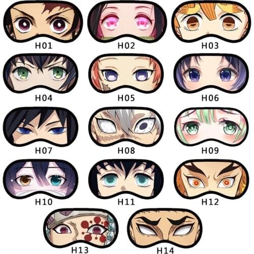 Cartoon Anime Demon Slayer Eye Mask Variety Sleep Mask Shade Cover Eyeshade Mask Suitable For Travel Home Plush Gift