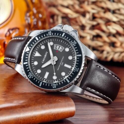 CAGARNY Luxury Brand Men Army Military Watches Mens Quartz Date Clock Man Leather Strap Sports Wrist Watch Relogio Masculino