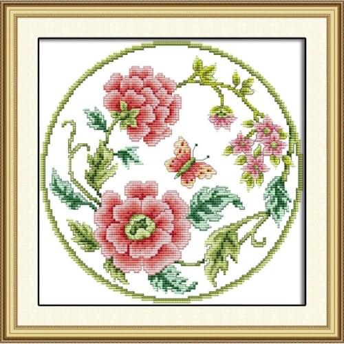 Joy Sunday Flowers In Blossom Painting Pattern Printed Canvas 14CT DMC Needlework DIY Chinese Cross Stitch Embroidery Kits Sets