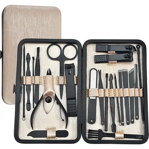 21Pc Manicure Set Pedicure Tool Set Stainless Steel Nail Kit Nail Clipper Nippers Portable Manicure Tools Professional Nail File
