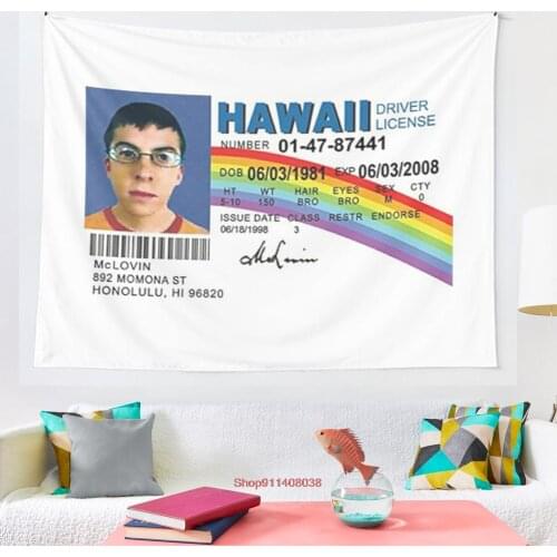 Mclovin Drivers License tapestry Wall Hanging Tapestry for Home Dorm Fantasy Decor
