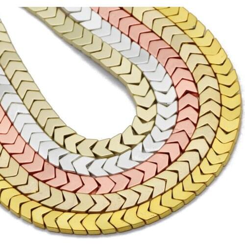 RBFHYER 6*3MM Natural Hematite Matte Arrows Rose Gold Silvers Loose Bead For Jewelry Making DIY Bracelet Accessories