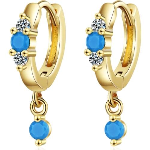Ni Style 925 Sterling Silver Earrings Inlaid Turquoise Crystal Zircon Earrings Woman Charm Jewelry Gift