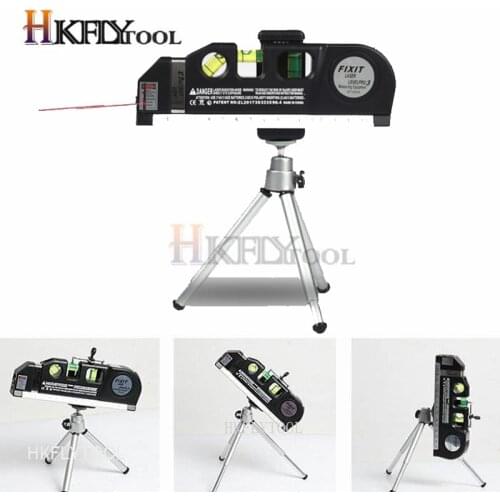 4 in 1 Accurate Multipurpose Laser Level Lever with tripod Cross Projects Horizontal Vertical Laser Light Beam Measure Tape