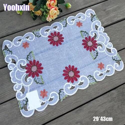 New white Embroidery placemat cup mug dining coaster kitchen coffee dish table place mat lace doily wedding drink pad decor