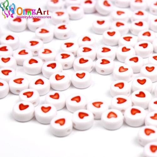 OlingArt 7*4MM 100Pcs round mixed multicolor Silver color Acrylic Beads solid DIY bead Bracelet choker necklace jewelry making