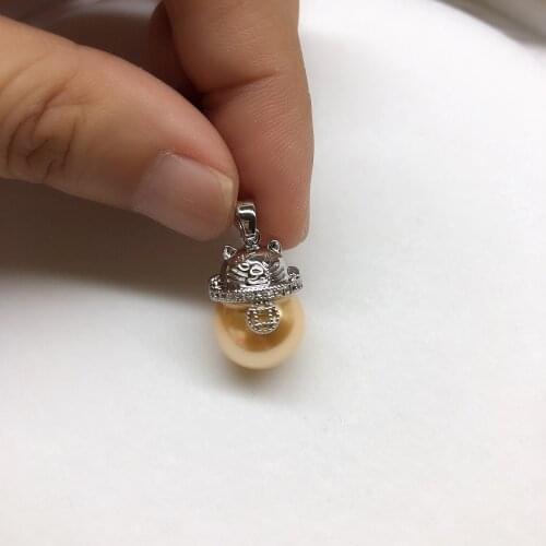 Cute Cat Pendant Base Mount Findings Setting Jewelry Parts Fittings Accessories for Pearls Corals Jade Beads Crystal Stones