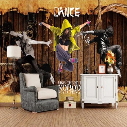 Custom Hip-hop Dance Background Wall Paper 3D Street Dance Bar Dancing Studio Graffiti Industrial Decor Mural Wallpaper 3D