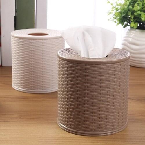 Dustproof cover Rattan style vintage Napkin Toilet roll paper Holder Storage Desktop Hotel home decor kitchen Tissue Box #4