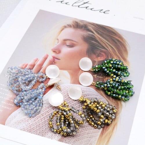 Multi-Color Beads Earring New-Fashion Drop Glass Beads Waving Earrings For Women