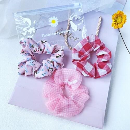 Kissme 3pcs/set Multicolor Hairbands For Women Korean Lace Floral Scrunchie Ponytail Fashion Hair Jewelry Elastic Accessories