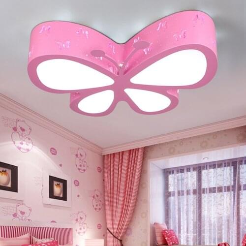 Modern childrens room iron ceiling light warm smallpox bedroom boys and girls butterfly creative cartoon LED personalized kinde