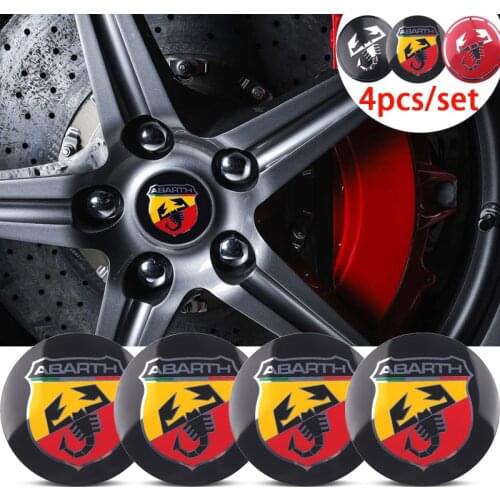 Car Styling 4pcs 56mm Scorpion pattern Emblem Wheel Stem Covers Tire Center Caps Stickers For ABARTH 500 Fiat Punto Panda Tipo