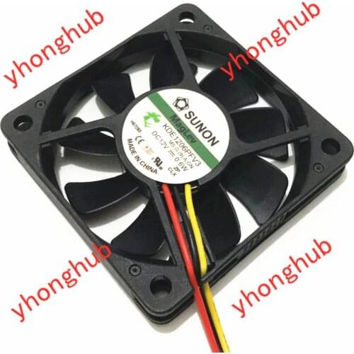 SUNON KDE1206PFV3 DC 12V 0.6W 3-Wire 60x60x10mm Server Cooling Fan