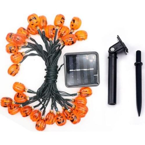 Solar Powered Halloween Acrylic Pumpkin LED String Lights 3D Pumpkin Lights for Xmas Halloween Thanksgiving Fall Decoration