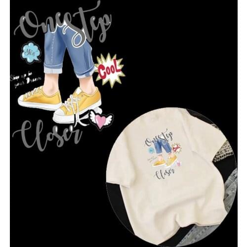 Thermal Iron Heat Transfer Sticker Foot Hiking Flower Heat Transfer Vinyl Patch Iron On Transfer Patches For Clothing T shirt