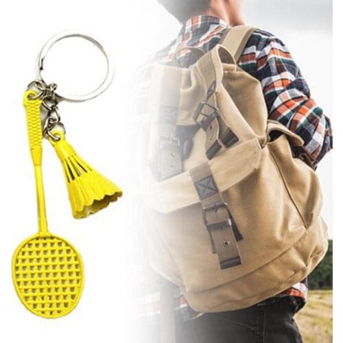 Creative Simulation Badminton Keychain Vibrant Color Vivid Zinc Alloy Badminton Metal Key Ring for Kids Badminton Lovers