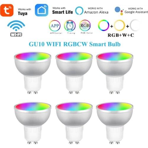 2 Mode Wifi Tuya Smart LED Bulb 5W GU10 RGBCW Light APP Control Home Automation Bluetooth-compatible Work with Alexa Google Home