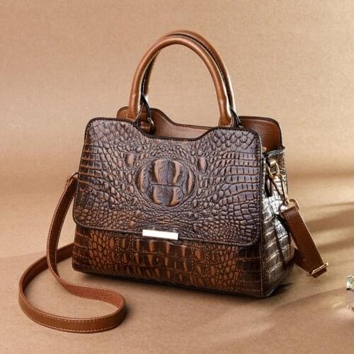 Vintage Fashion Crocodile Genuine Leather Luxury Ladies Handbags Women Bags Designer Woman Shoulder Bag Female Bolsas Feminina