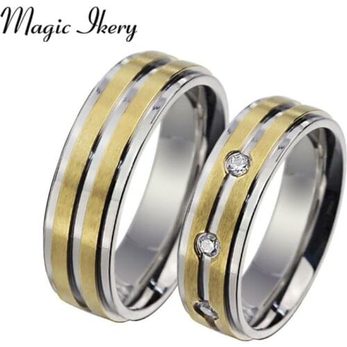 Magic Ikery man woman wedding rings couple rings Couple rings gold-Color stainless steel engagement ring jewelry MKCR-026