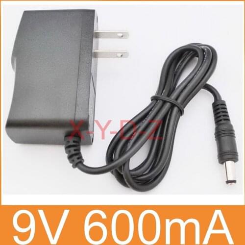 1pcs 9V600mA New AC 100V-240V Converter power Adapter DC 9V 0.6A 600mA Power Supply US Plug DC 5.5mm x 2.1mm