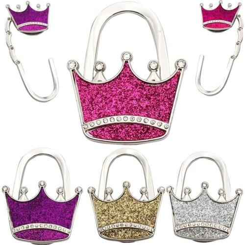 1PC Home Metal Crown Shape Hooks Handbag Bag Purse Hanger Table Hook Shimmery -35