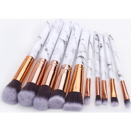 10pcs Marbling Texture Brushes Face Foundation Powder Eyeshadow Kabuki Eye Blending Cosmetic Marble Makeup Brush Tool