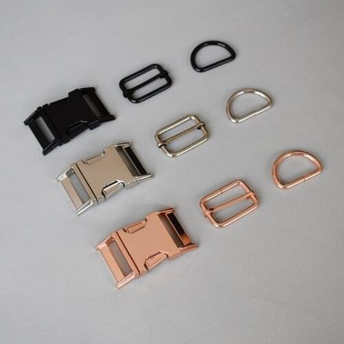 100 set 30mm Non Welded Metal side release buckles D rings sliders for dog collar buckles DIY sewing accessories