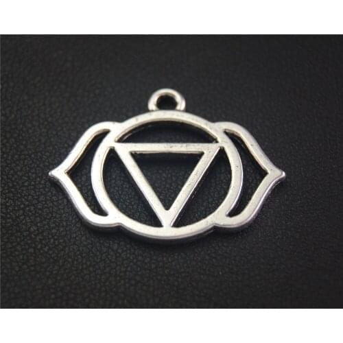 15pcs Silver Color Chakras Meditation Yoga Charms Fit Bracelets Necklace DIY Metal Jewelry Making 22x29mm A2037