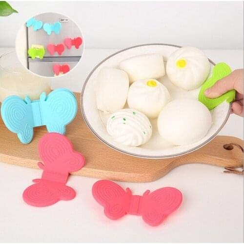 2pcs/set New Oven Baking Insulation Gloves Anti-Heat High Temperature Non-Slip Butterfly Silicone Clip Oven Mitts KW 022