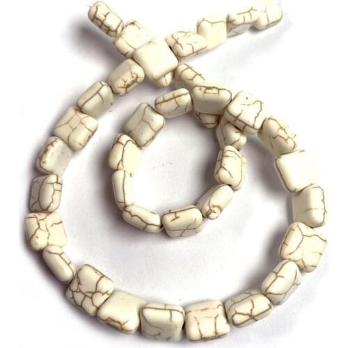 New 2020 Natural White Turquoises Square Shape Loose Beads for Making DIY Jewelry Necklace Bracelet Accessories Size 10mm