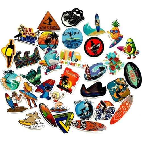 5 Sets = 250PCS Outdoor Sports Summer Beach Surf Stickers Water Cup Skateboard Notebook Waterproof Stickers