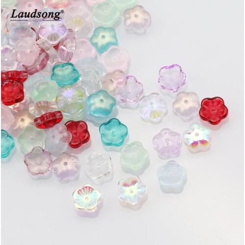10-50PCS Transparent Glass Beads Flower Shape Crystal Spacer Beads For Jewelry Making DIY Handmade Childrens Necklace Bracelet