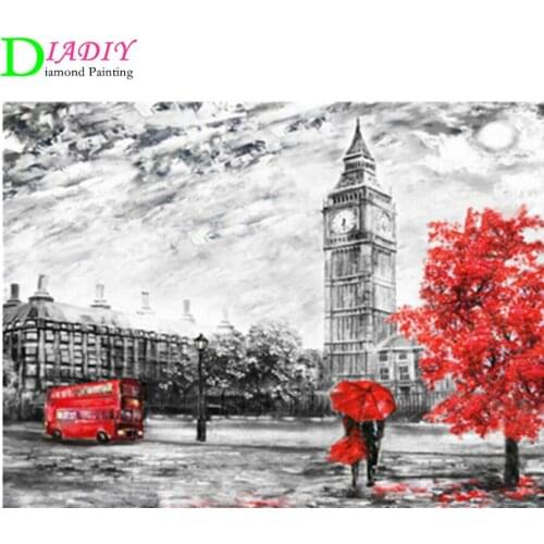 Diamond Embroidery Cross Stitch Street Diamond Painting Landscape 5D DIY Full Drill Mosaic Rhinestone Pictures Crafts