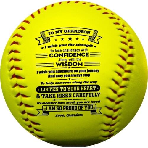 Grandma To Grandson with a meaningful message printed on the ball softball Birthday Graduation Christmas Gift