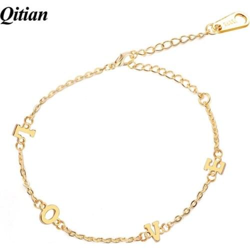 Personalized Name Bracelet & Anklet Single letter Customized Simple and unique letter jewelry stainless steel Girl Or Women gift