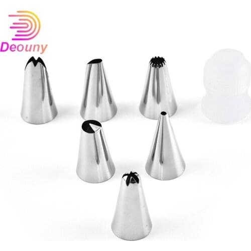 DEOUNY 7 Pcs/Set Leaves Cream Tips Stainless Steel Icing Piping Nozzles Kitchen Accessories Cake Decorating Cupcake Pastry Tools