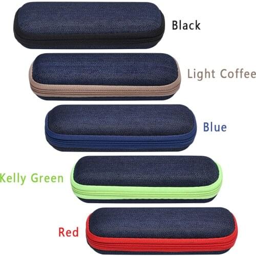Glasses Box Denim Fabric Zipper Sunglasses Protection Crush Resistance Container