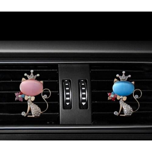 Crystal Diamond Alloy Bling Crown Fox Queen Air Freshener Automobiles Interior Decoration Air Vent Perfume Clip Accessories