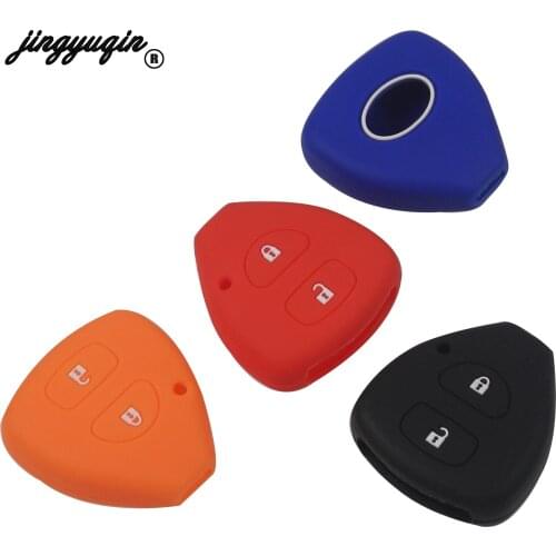 Jingyuqin For TOYOTA Corolla Hilux Vitz Rav4 Aqua Camry 10pcs/lot 2 Buttons Silicone Car Key Case Cover