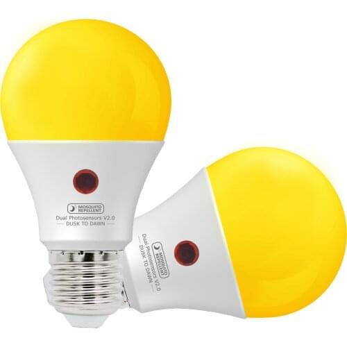 E27 LED Bug Free Bulb Lamp 9W 1600K(Dusk To Dawn Sensor/Automatic ON/OFF/Night Light/Security Light)Pack of 2
