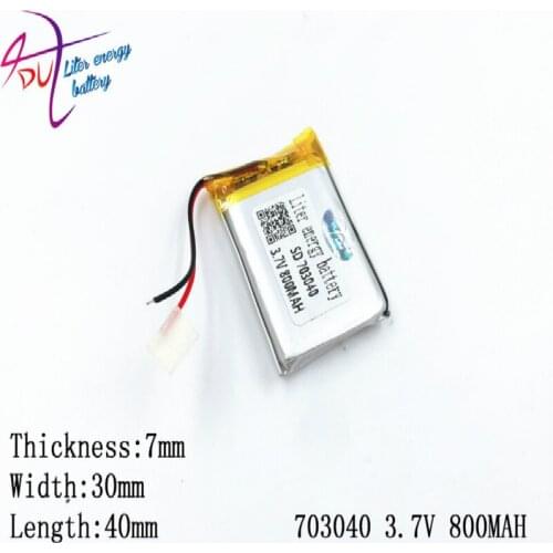 Wholesale 10 pcs 3.7V 800mAh 703040 Lithium Polymer LiPo Rechargeable Battery For Mp3 Mp4 Mp5 PAD DVD E-book bluetooth headset