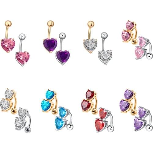 Love & Annie Heart Navel Belly Button Ring Glitter Love Piercing AAA CZ Body Jewelry Navel Nail 1 Pcs Girls Cute Gift