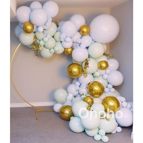 Macaron Pastel Blue Green Gold Balloon Garland Arch Kit 18 1st Birthday Decoration Baby Shower Boy Christening Wedding Decor