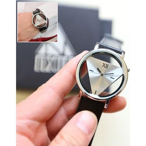 Fashion High Quality Mens Womens Watches Unique Hollowed-out Triangular Dial Black Fashion Wrist Watch Dropshipping Hot Clock