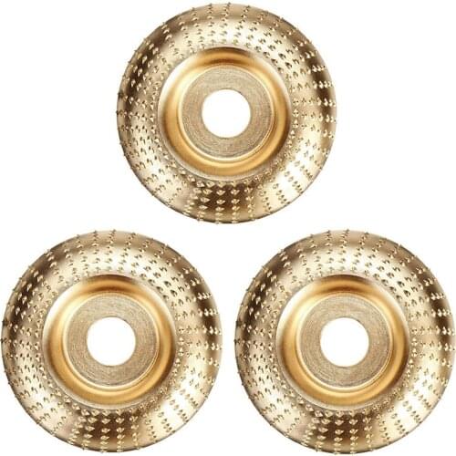 3Pcs 100mm Wood Shaping Discs,Bore 22mm Carving Wheels, , Woodworking Angle Grinder Attachment
