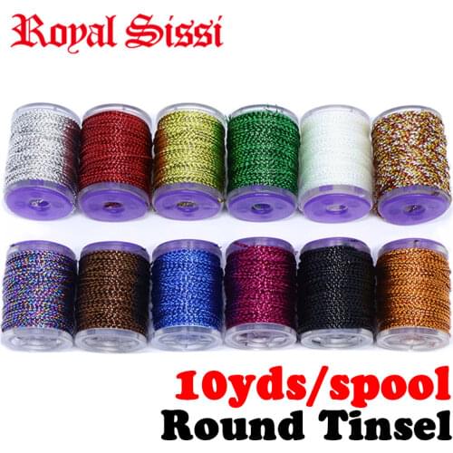 Royal Sissi 6spools/set Fly Tying Glitter Rib metallic thread nymphal Chironomid Braid fly tying thread round tinsel on spools