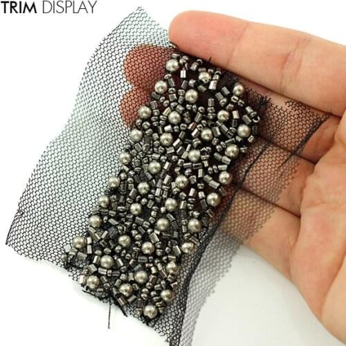 Beaded Rhinestones Trim Braided Net Lace Ribbon Venise Embellishment Applique Trimming Sewing on Supplies Material 5yd/T1004